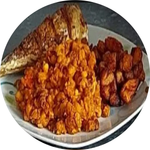 Beans Porridge with Plantain and Fish