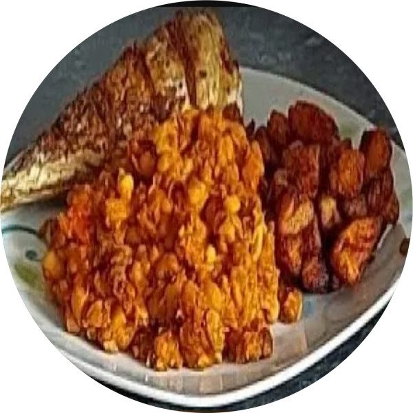 Beans Porridge with Plantain and Fish